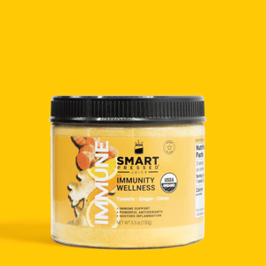 1 jar of 150 grams Immunity Wellness against a yellow background.