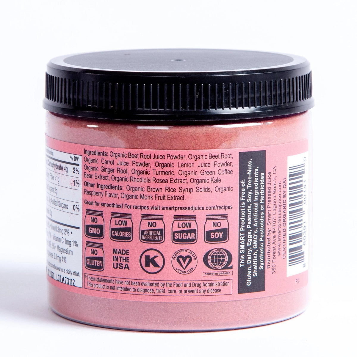 The back of the Revive Beets and Roots label with ingredients.
